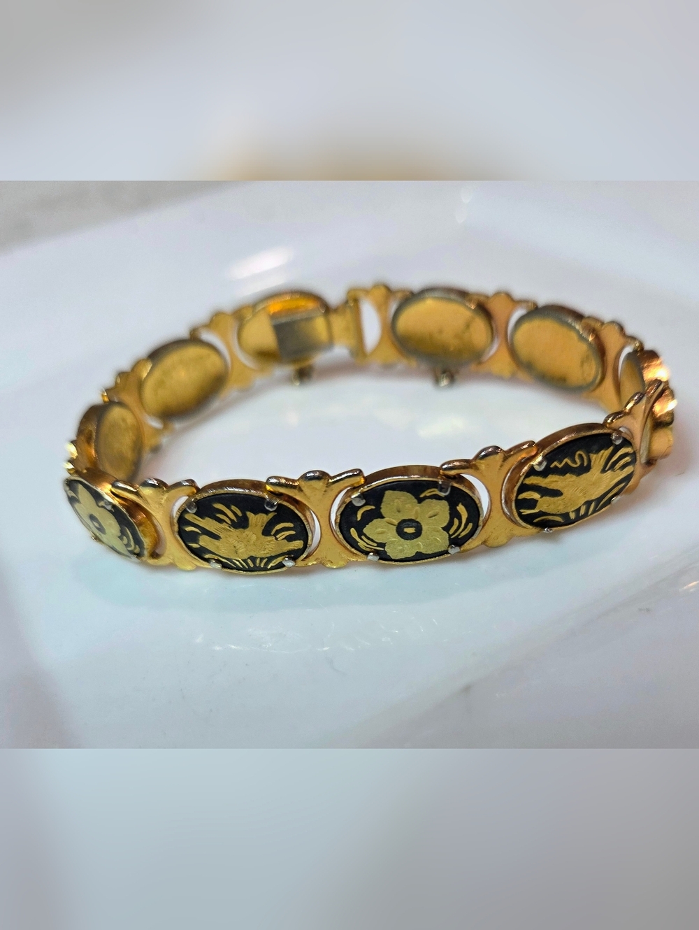 Vintage Link Panel Damascene Bracelet - Picture 3 of 5